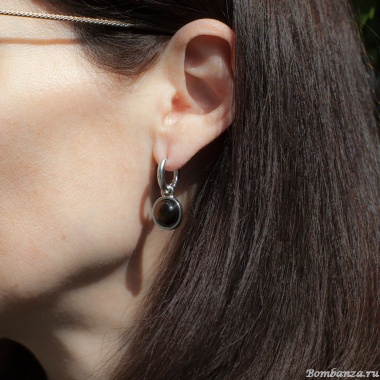 Серьги Fiore Luna, TIGER EYE, LE1115 BR/S, серебристые